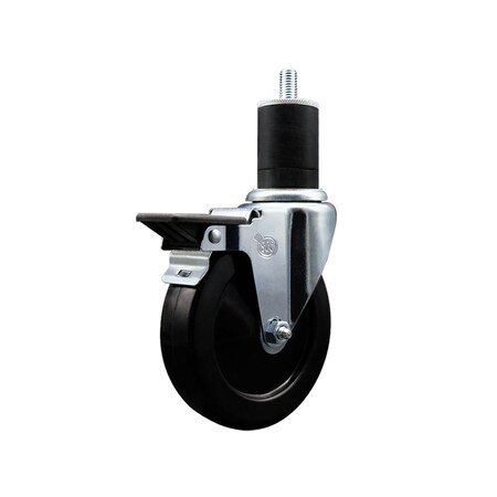 Service Caster 5'' Soft Rubber Swivel 1-3/4'' Expanding Stem Caster with Brake SCC-EX20S514-SRS-PLB-134